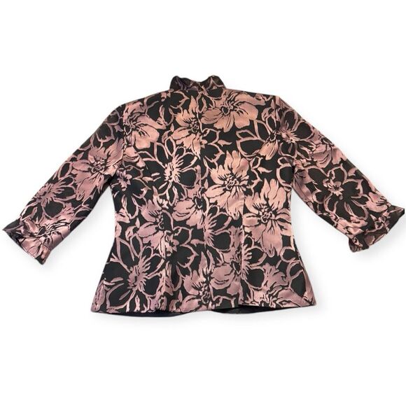 Vintage ALEX EVENINGS Wrap Bolero Style Jacket Black/Floral Women's Size… - Picture 8 of 11